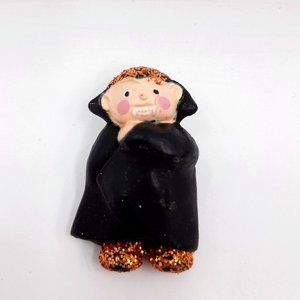 S Lehman Dracula Vampire Brooch Pin Vintage Halloween Cape Boy Glitter So Cute